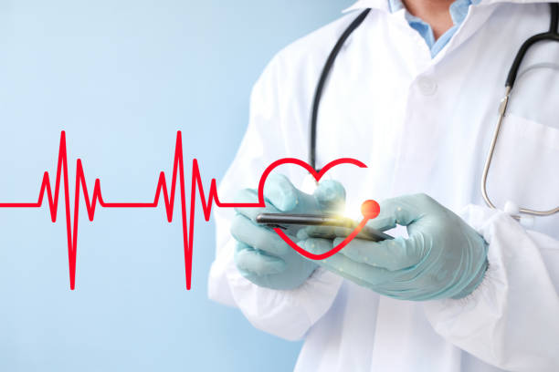istock Checking heart disease and report testing result with simulator interface, Healthcare and medicine. Medical and technology. 1400962417