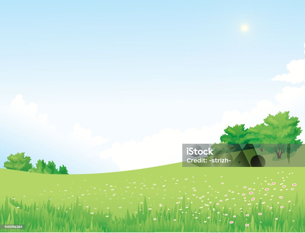 Paysage de printemps - clipart vectoriel de Couleur verte libre de droits