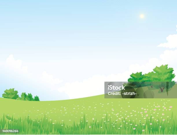 Spring Landscape Stock Illustration - Download Image Now - Backgrounds, Forest, Green Color