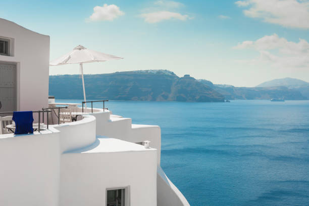 White architecture on Santorini island, Greece.