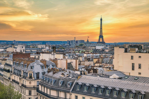 istock Paris France high angle view city skyline and Eiffel Tower 1400965005