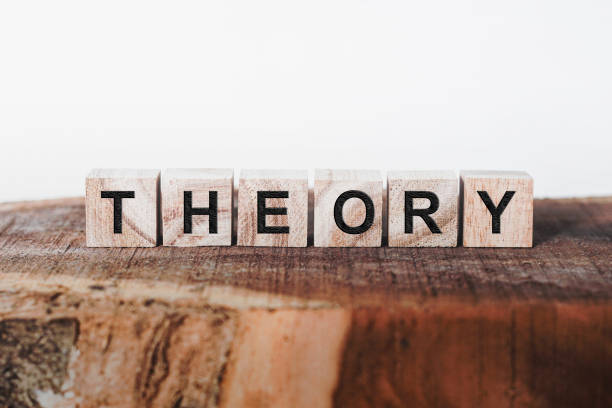 Theory Word Written In Wooden Cube stock photo