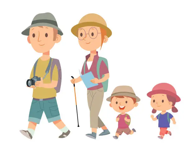 Vector illustration of Family goes camping