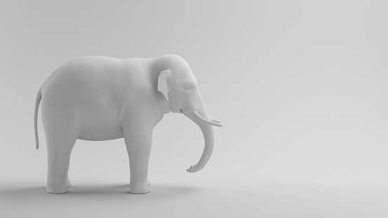 a large white elephant in the room Concept of the problem that people refuse to accept Ignoring the issue is blinding.,3D rendering