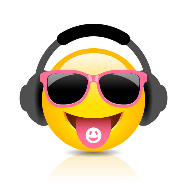 party freaky emoji wektorowa kreskówka - smiley face audio stock illustrations