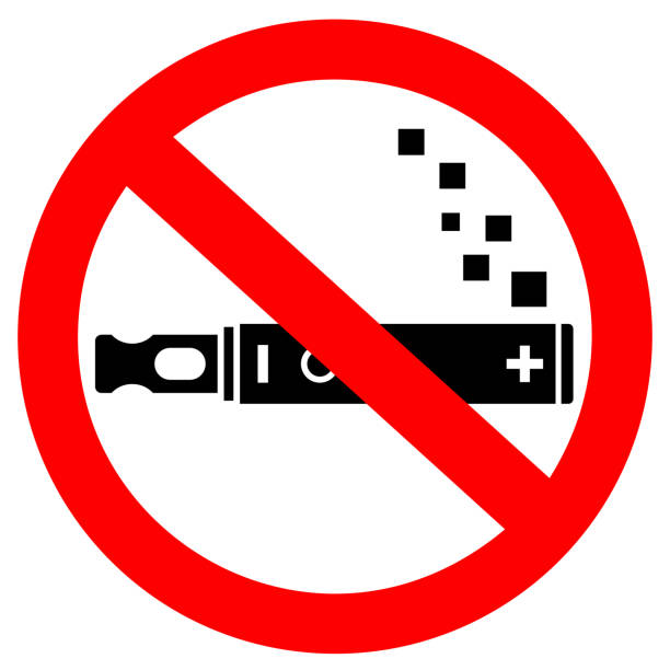 ilustrações, clipart, desenhos animados e ícones de sem fumar cigarros eletrônicos sinal vetor, sem símbolo vaping - no smoking sign smoking sign cigarette