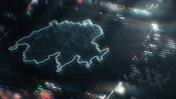 istock Map of Switzerland infographics on digital screen 1400975520