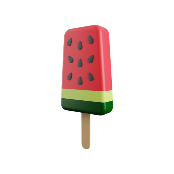 helado de sandía ilustración 3d aislado sobre blanco. ilustración de helado de sandía - flavored ice lollipop candy affectionate fotografías e imágenes de stock