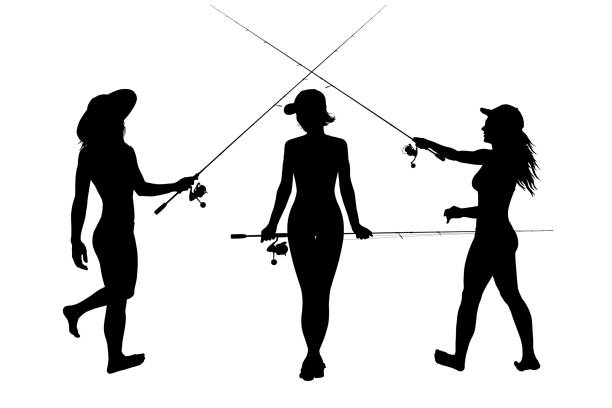 40+ Woman Fishing Silhouette Stock Illustrations, Royalty-Free