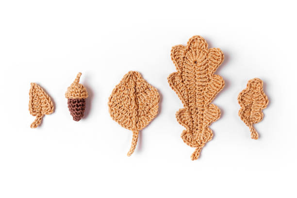 Knitting leaves. Autumn background. Fall mood