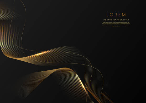 Abstract luxury golden lines curved overlapping on black background. Template premium award design. Abstract luxury golden lines curved overlapping on black background. Template premium award design. Vector illustration jul illustrations stock illustrations