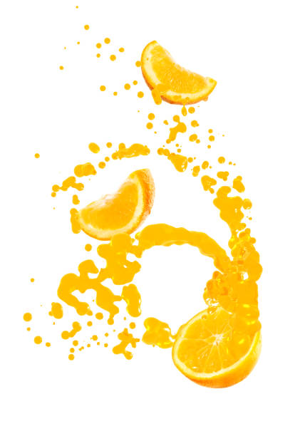 istock Fresh orange with orange juice splashing  on white background 1400977007