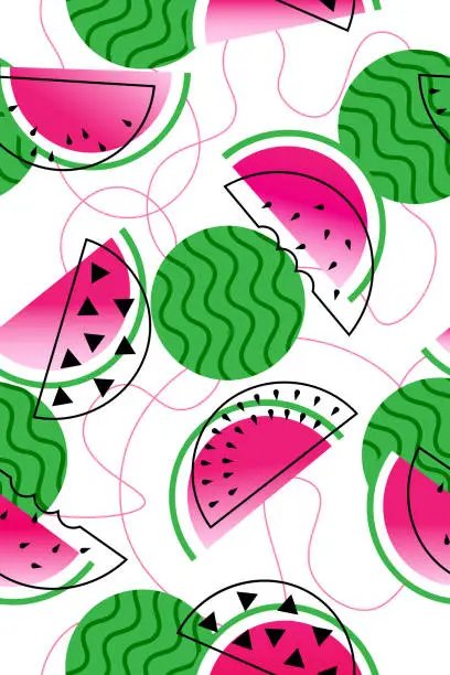 Vector illustration of Watermelon pattern on white background