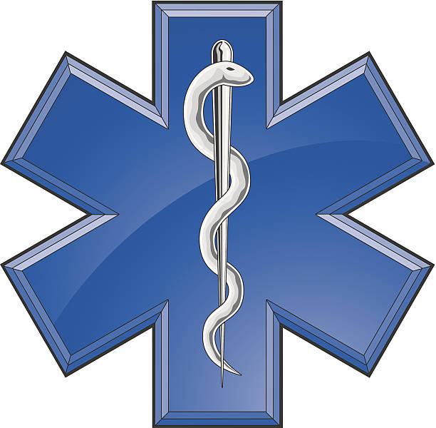 Rescue Paramedic Medical Logo Illustration of a Star of Life rescue or paramedic symbol on a white background. ems logo stock illustrations
