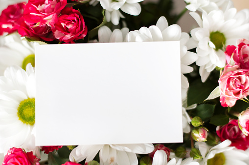 White card with space for text on a background of colors
