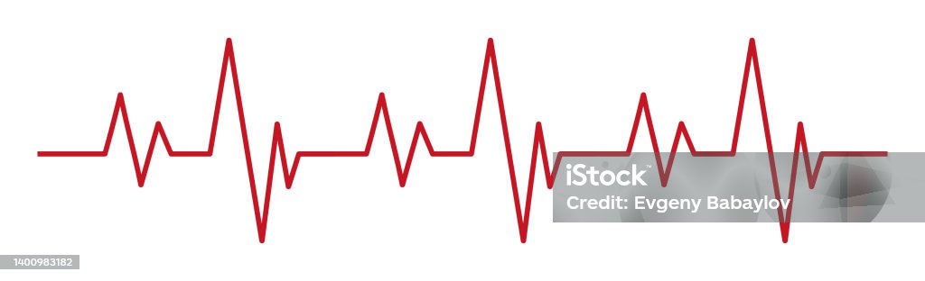 Heart Pulse Curved Red Line On White Background Medical Tests Vector ...