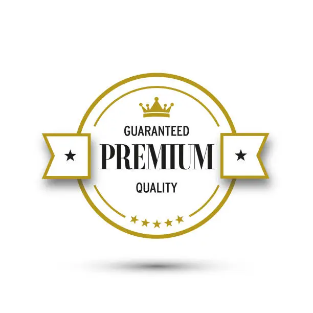 Vector illustration of Premium, Guaranteed Quality logo badge design