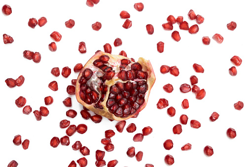 Close up pomegranate on table, macro