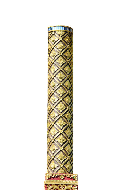 Golden pole stucco isolated on white background , clipping path