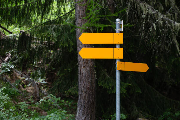 istock Yellow empty signboards in trekking route 1400989630