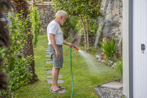 istock Senior man watering the garden 1400989634