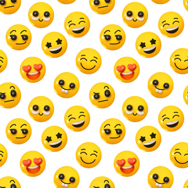 istock Pattern with yellow emoticons and emotions. Background cartoon emoticons happy faces lovers with hearts realistic 3d design. vector illustration 1400995088