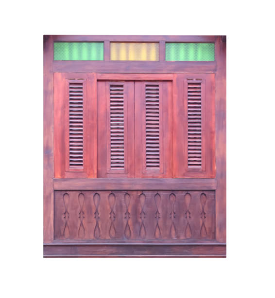 istock Window wood asia style design isolated on white background , clipping path 1400995096