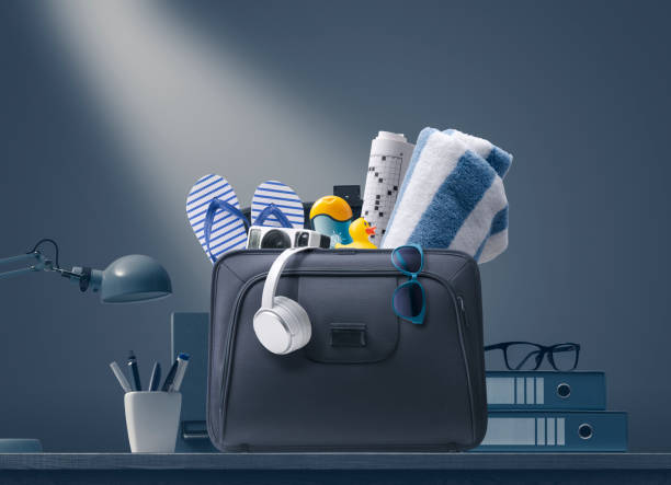 Briefcase full of beach accessories