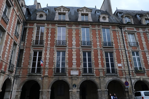 EXterior vie of Victor Hugo's house in Paris, France on April 22, 2022.