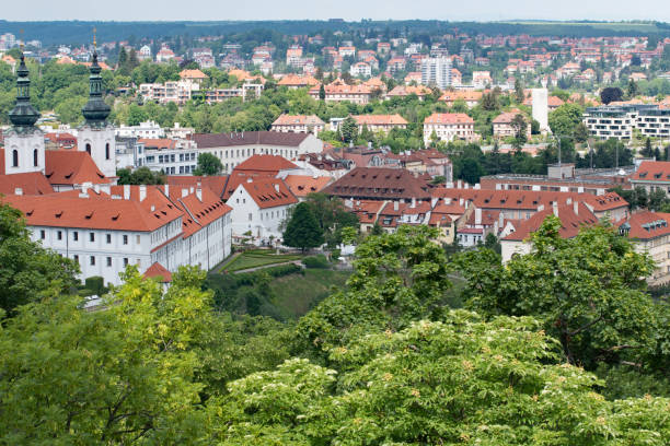 istock View of modern Prague, from the Petrin Hill Observation Tower. 1401006430
