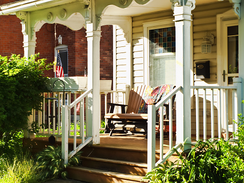 Pretty front porch in a small American village