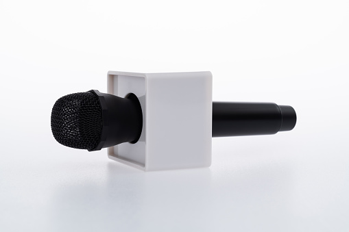 News microphone on white background.