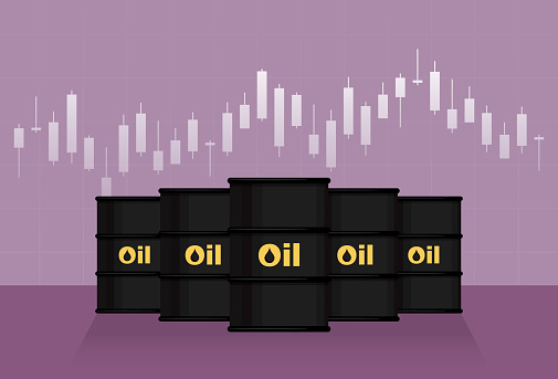 Oil barrel with a bar graph
