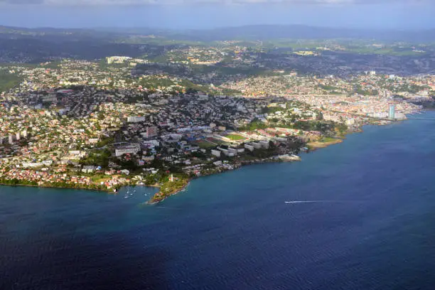 Photo of Fort-de-France - aerial view of the city and Baie des Flamands, from Pointe des Nègres headland till Pointe Simon, Martinique