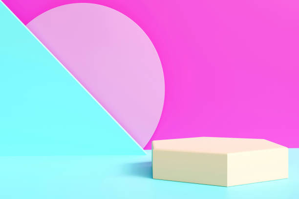 istock Abstract product presentation pedestal podium on the colored background 1401019885