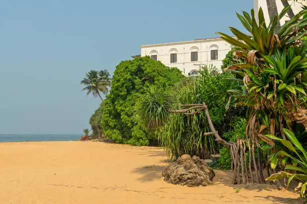 Colombo, Sri Lanka, ocean beach of Mount Lavinia famous historical hotel