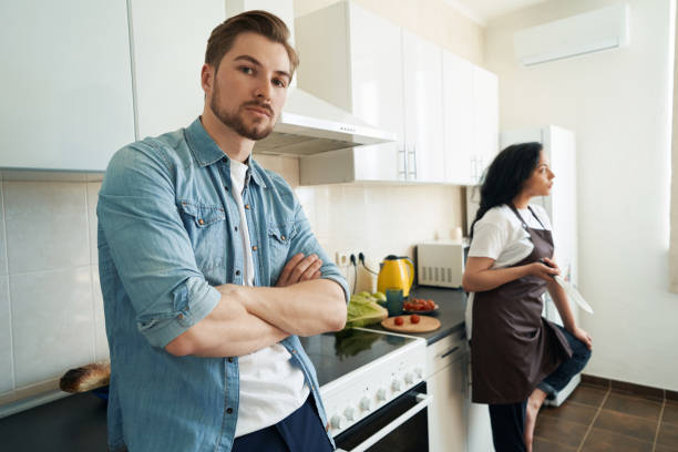 istock Young couple ignoring each other after altercation 1401020771