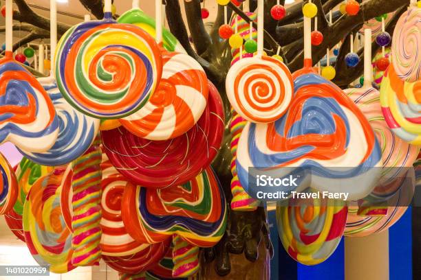 Sweet Multicolor Candies In Shop Stock Photo - Download Image Now - Asia, Bright, Brown
