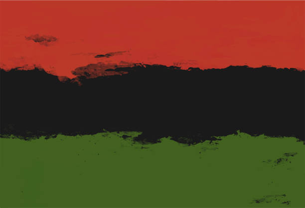 stockillustraties, clipart, cartoons en iconen met pan african flag - red, black, green horizontal bands. hand drawn with brush, african american flag, black liberation flag, grunge textured. background design for juneteenth, black history month. - juneteenth