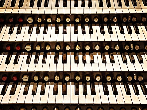 Keyboards on a Vintage Pipe Organ