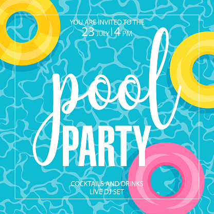Pool party poster design for summer holiday or weekend event.