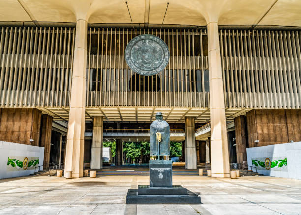 Entrance State Capitol Building Legislature Honolulu Hawaii stock photo