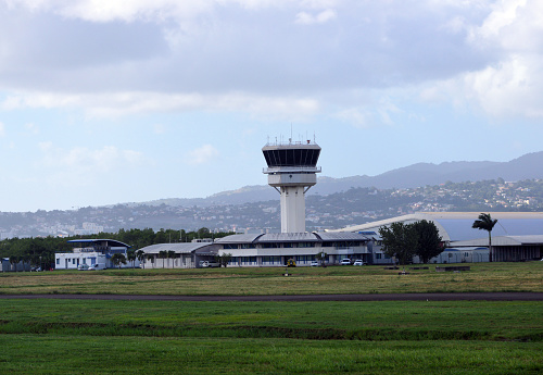 Fort-de-France, Martinique: control tower and terminal at Fort-de-France / Martinique Aimé Césaire International Airport, Le Lamentin (FDF) - French West Indies - DSNA (SNA AG)