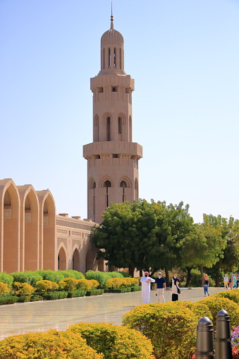 March 16 2022 - Muscat, Oman: Peaople visit Sultan Qaboos Grand Mosque