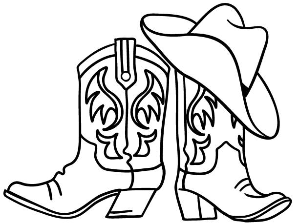 cowboystiefel und hut handgezeichnete grafische illustration isoliert auf weiß. vektor-umriss illustration von rodeo-kleidung für cowboy - cowgirl stock-grafiken, -clipart, -cartoons und -symbole