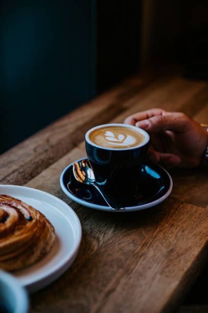 istock Delicious flat white coffee with latte art in a cup 1401039307