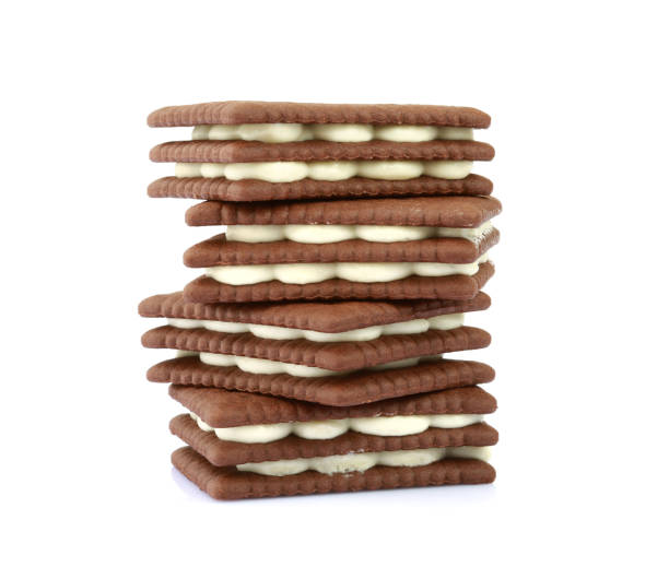 istock Chocolate sandwich cookies isolated 1401042268