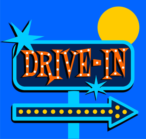 illustrations, cliparts, dessins animés et icônes de drive-in - drive in sign