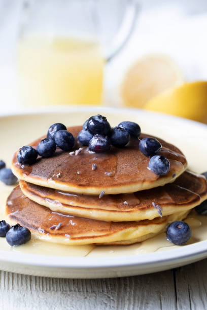 istock Light Lavendar and Lemon Pancakes with Blueberries 1401045342