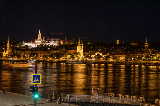 a nightscape photo for budapest city , it shows the most attractive places in this city
